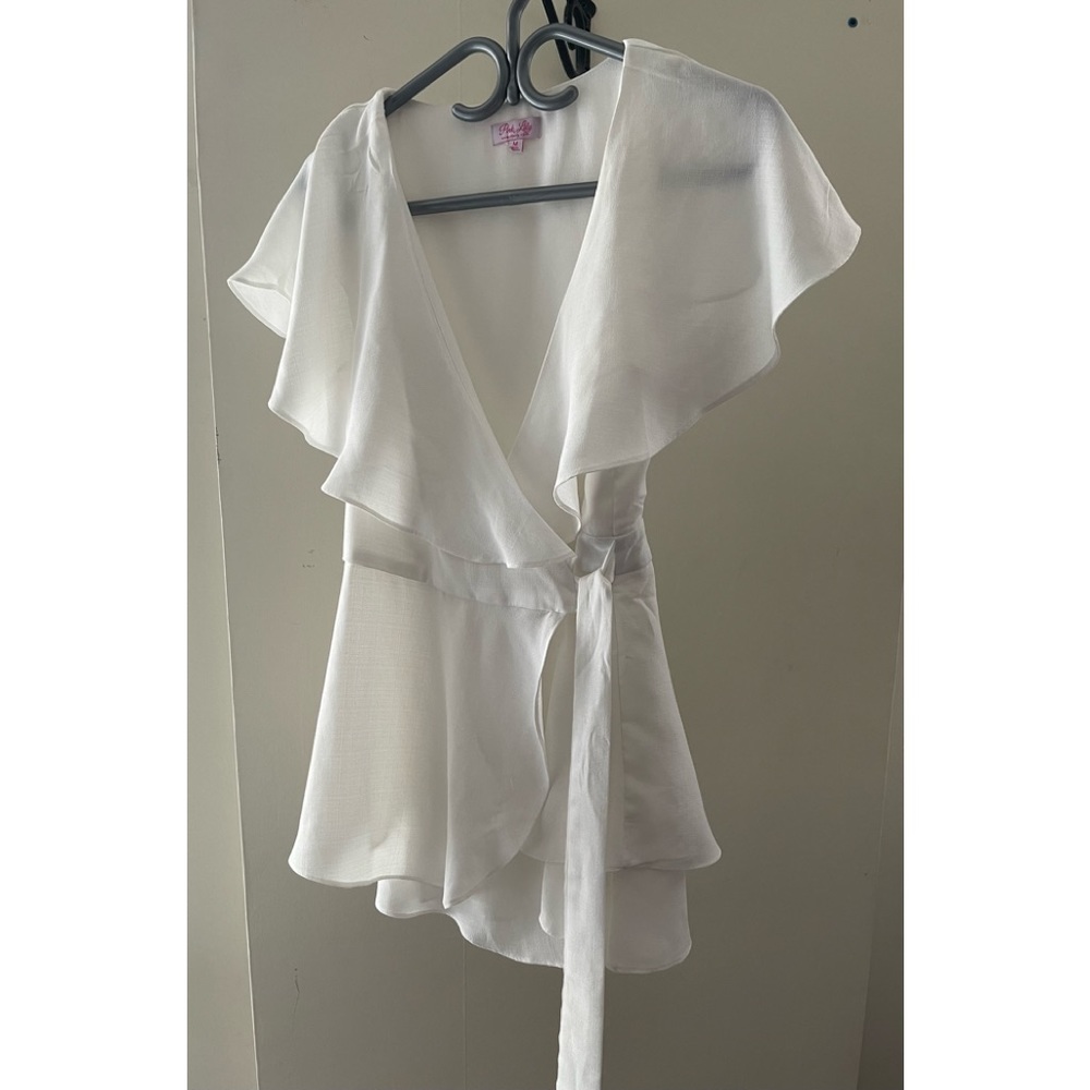 Pink Lily Ivory Ruffled Romper Size Medium